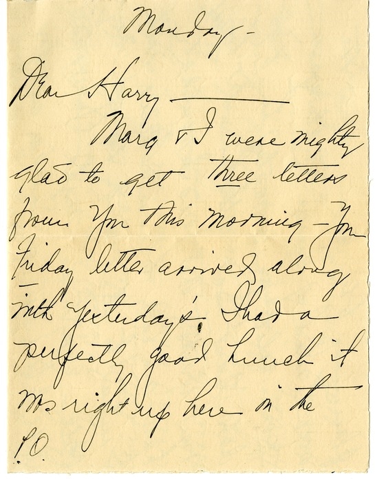 Letter from Bess W. Truman to Harry S. Truman