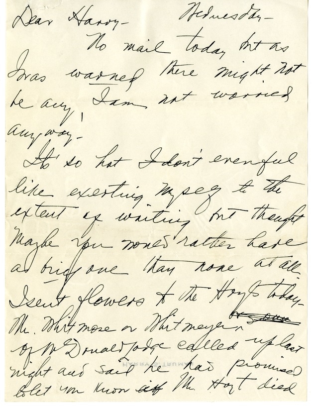 Letter from Bess W. Truman to Harry S. Truman