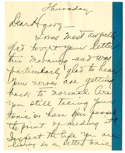 Letter from Bess W. Truman to Harry S. Truman