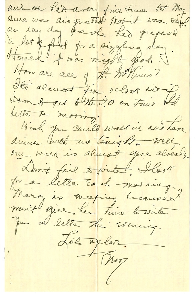 Letter from Bess W. Truman to Harry S. Truman