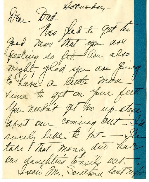 Letter from Bess W. Truman to Harry S. Truman