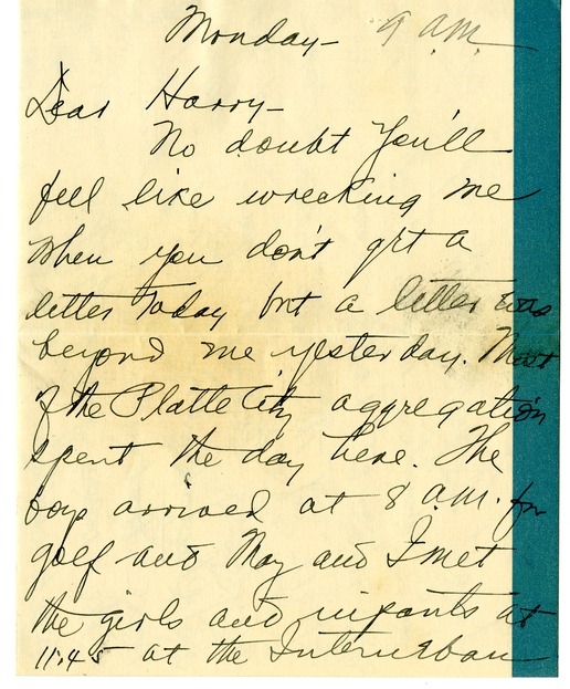 Letter from Bess W. Truman to Harry S. Truman