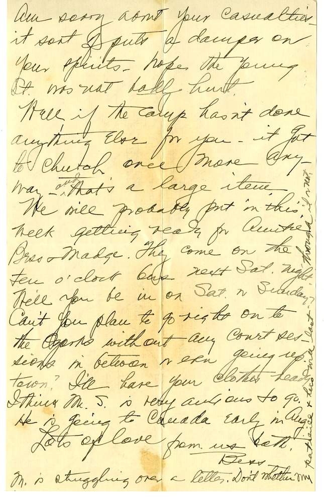 Letter from Bess W. Truman to Harry S. Truman