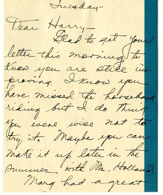 Letter from Bess W. Truman to Harry S. Truman