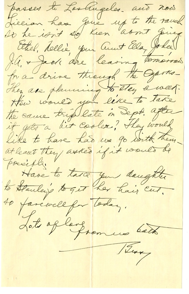 Letter from Bess W. Truman to Harry S. Truman