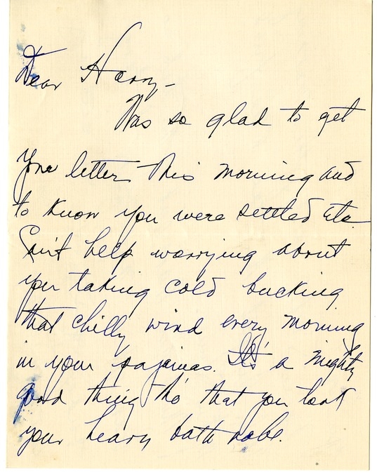 Letter from Bess W. Truman to Harry S. Truman