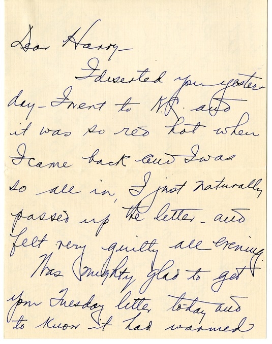 Letter from Bess W. Truman to Harry S. Truman