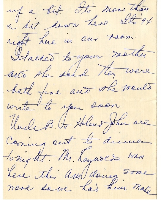 Letter from Bess W. Truman to Harry S. Truman