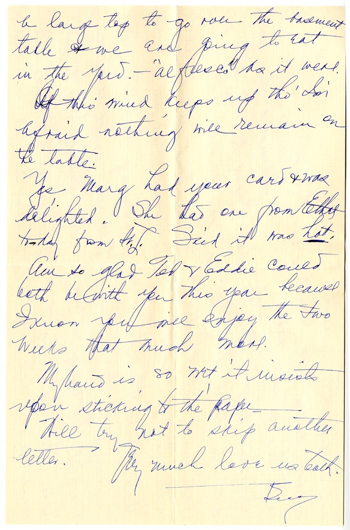 Letter from Bess W. Truman to Harry S. Truman