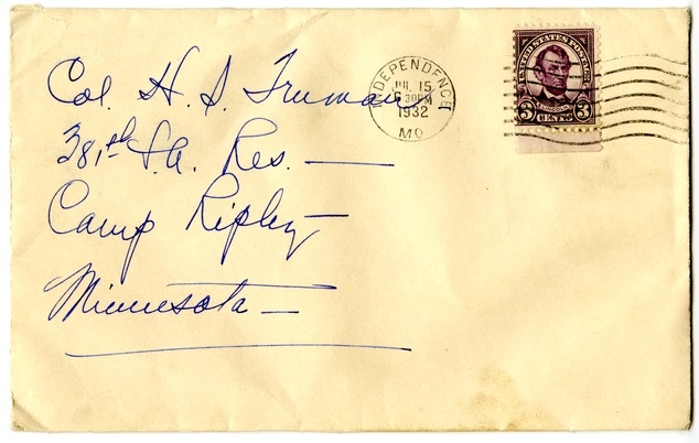 Letter from Bess W. Truman to Harry S. Truman