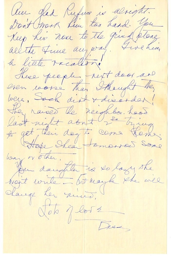 Letter from Bess W. Truman to Harry S. Truman