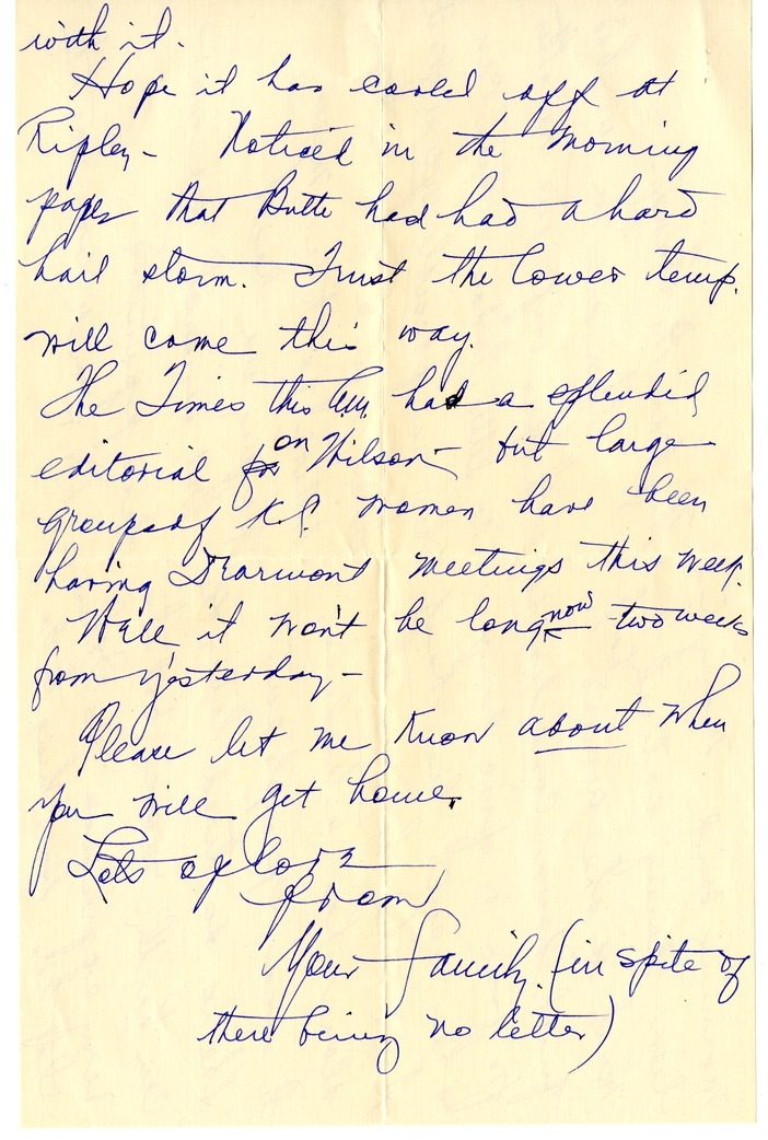 Letter from Bess W. Truman to Harry S. Truman