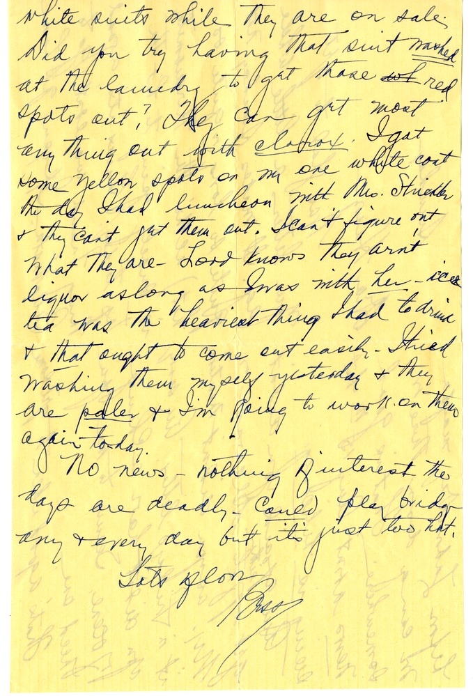 Letter from Bess W. Truman to Harry S. Truman