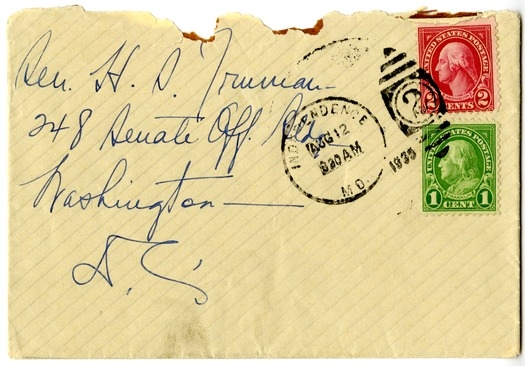 Letter from Bess W. Truman to Harry S. Truman