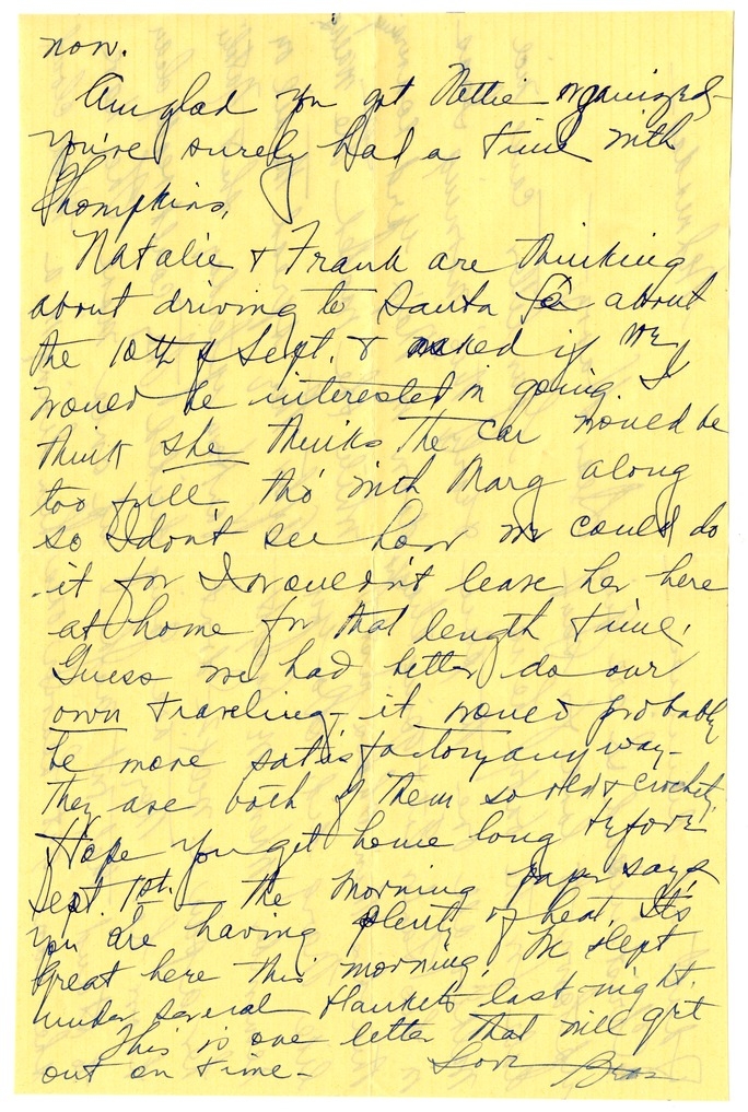 Letter from Bess W. Truman to Harry S. Truman