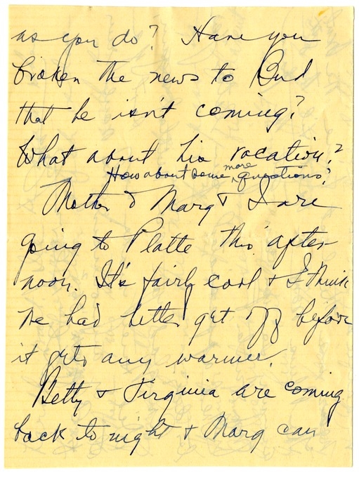 Letter from Bess W. Truman to Harry S. Truman