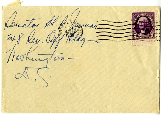 Letter from Bess W. Truman to Harry S. Truman