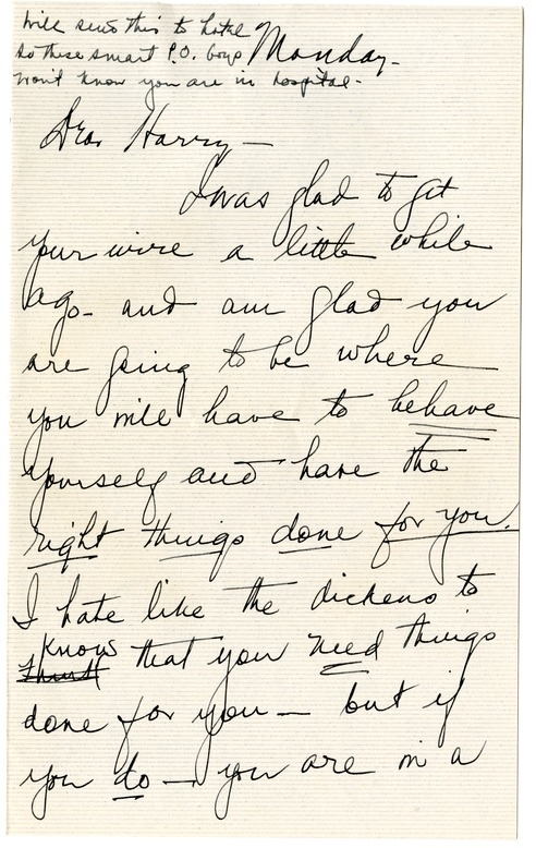 Letter from Bess W. Truman to Harry S. Truman