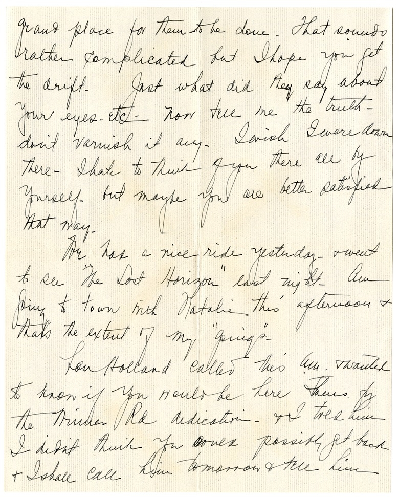 Letter from Bess W. Truman to Harry S. Truman