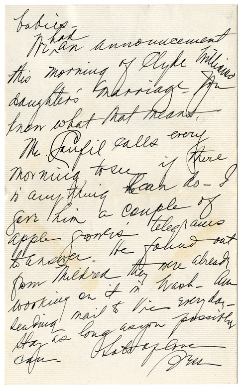 Letter from Bess W. Truman to Harry S. Truman