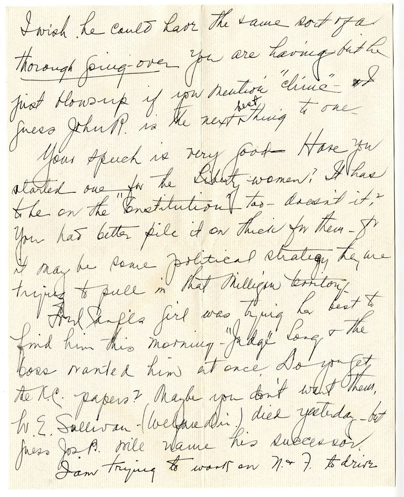 Letter from Bess W. Truman to Harry S. Truman