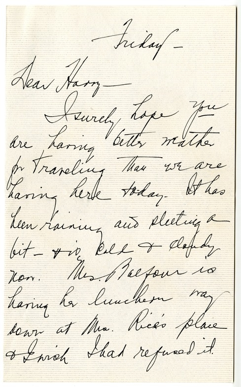 Letter from Bess W. Truman to Harry S. Truman