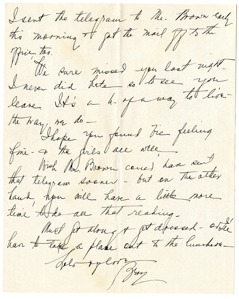 Letter from Bess W. Truman to Harry S. Truman