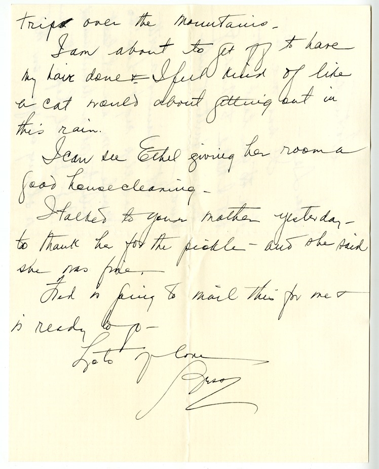 Letter from Bess W. Truman to Harry S. Truman