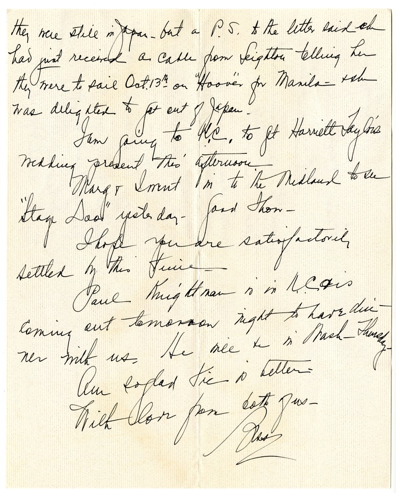 Letter from Bess W. Truman to Harry S. Truman