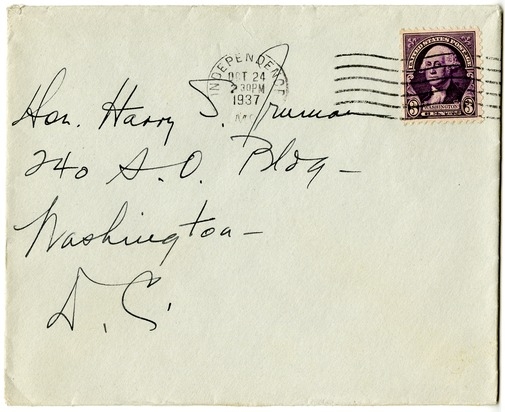 Letter from Bess W. Truman to Harry S. Truman