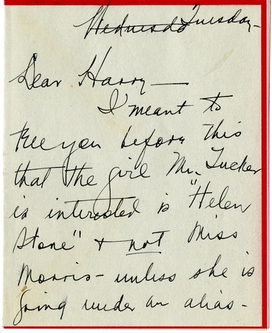 Letter from Bess W. Truman to Harry S. Truman