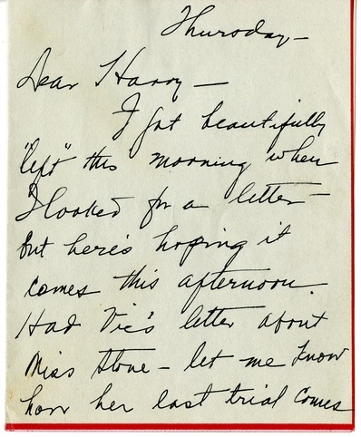 Letter from Bess W. Truman to Harry S. Truman