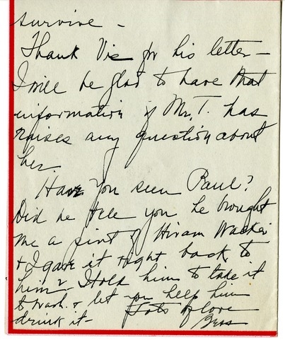 Letter from Bess W. Truman to Harry S. Truman