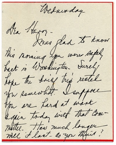 Letter from Bess W. Truman to Harry S. Truman