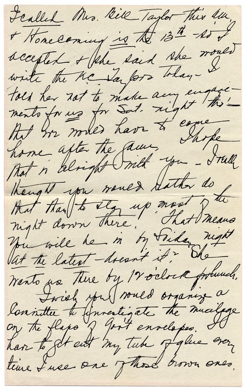 Letter from Bess W. Truman to Harry S. Truman