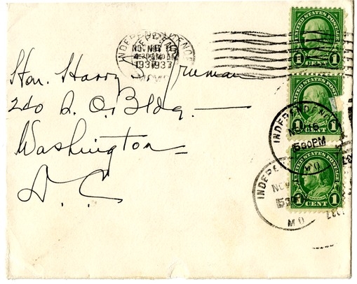 Letter from Bess W. Truman to Harry S. Truman