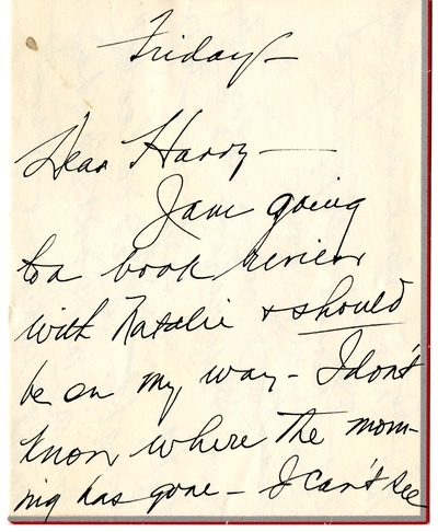 Letter from Bess W. Truman to Harry S. Truman