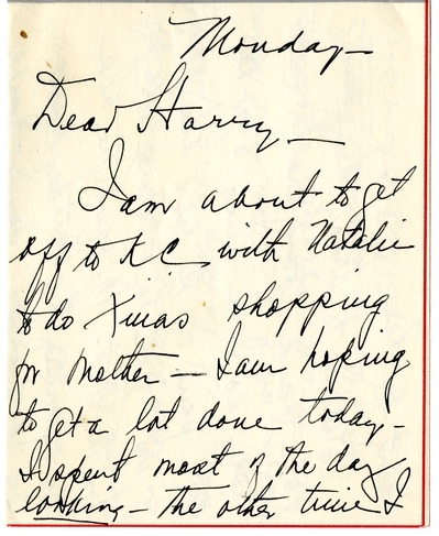 Letter from Bess W. Truman to Harry S. Truman