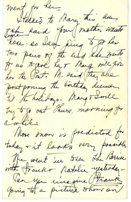 Letter from Bess W. Truman to Harry S. Truman