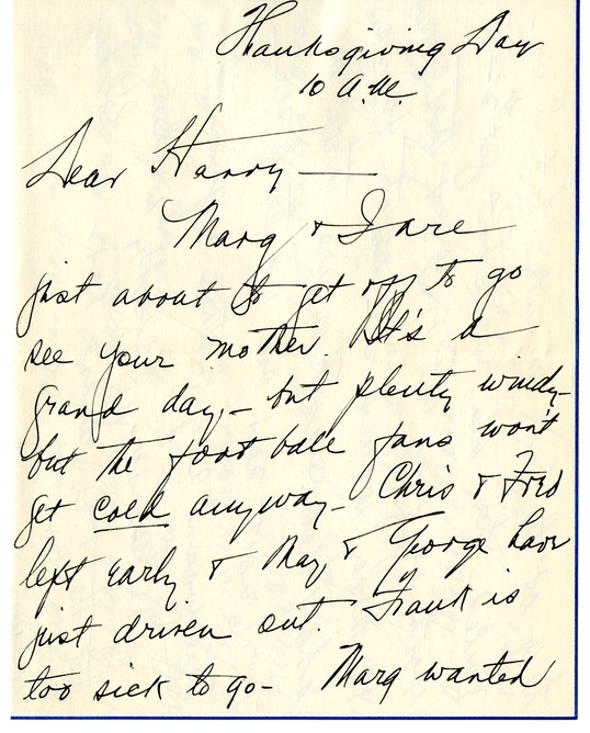 Letter from Bess W. Truman to Harry S. Truman