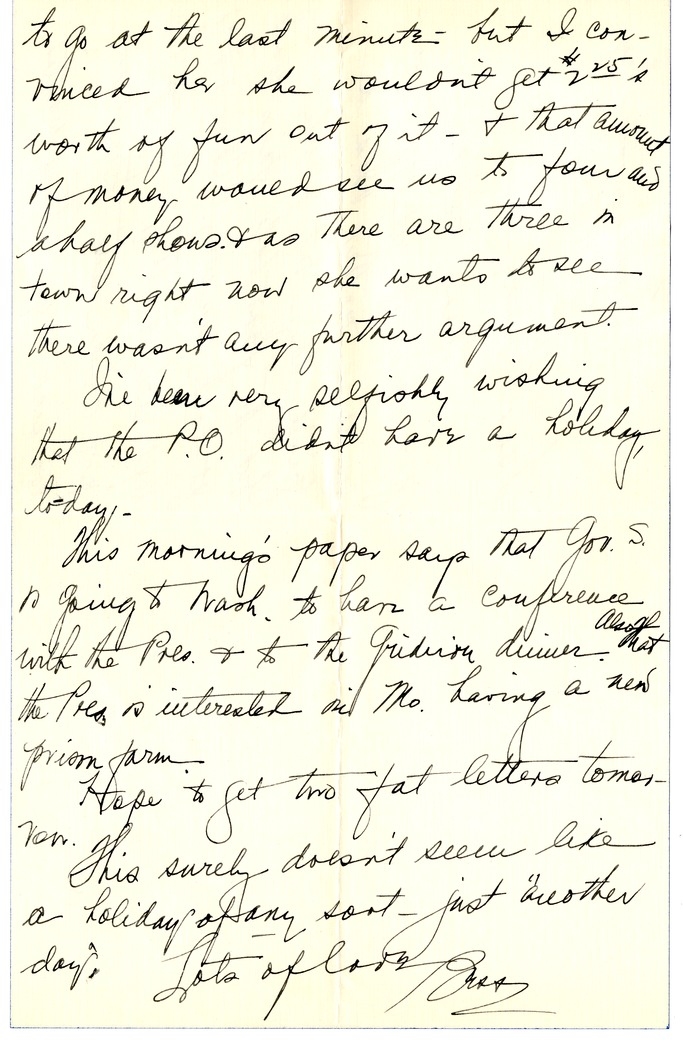 Letter from Bess W. Truman to Harry S. Truman