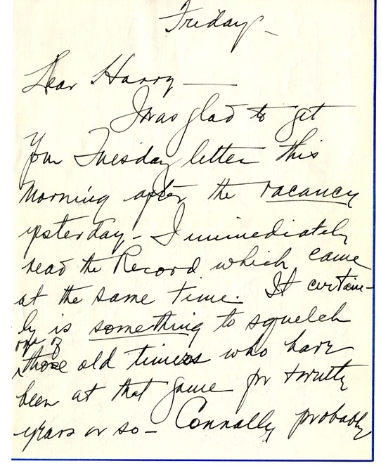 Letter from Bess W. Truman to Harry S. Truman