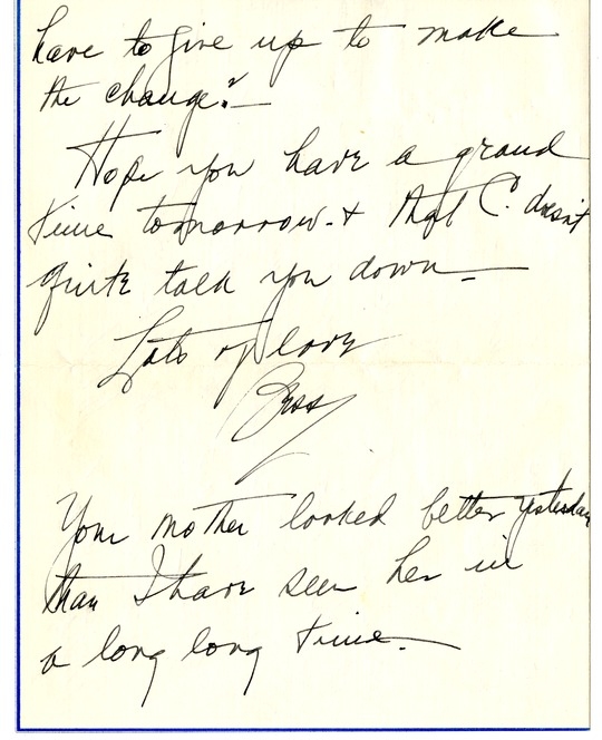 Letter from Bess W. Truman to Harry S. Truman