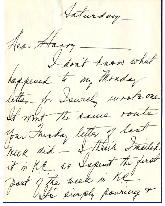 Letter from Bess W. Truman to Harry S. Truman