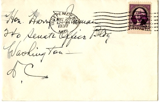 Letter from Bess W. Truman to Harry S. Truman