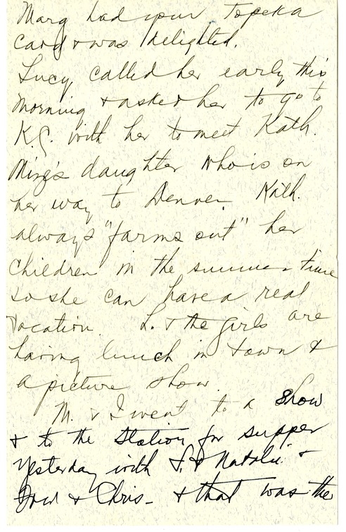 Letter from Bess W. Truman to Harry S. Truman