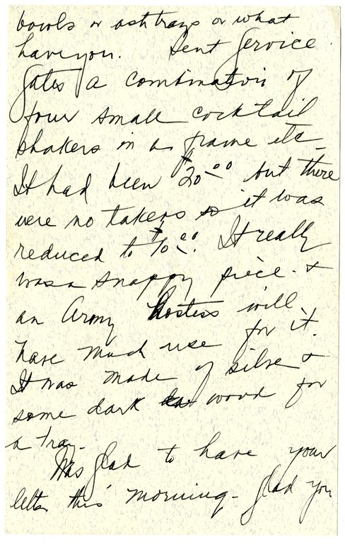 Letter from Bess W. Truman to Harry S. Truman