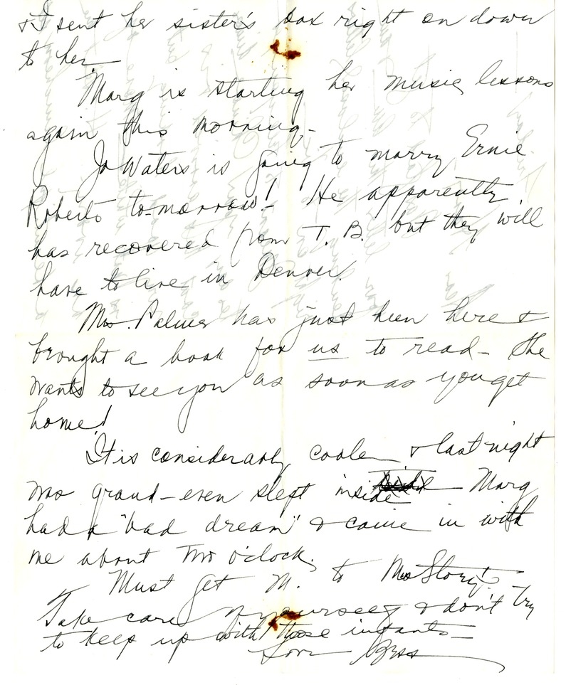 Letter from Bess W. Truman to Harry S. Truman