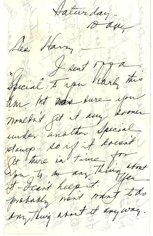 Letter from Bess W. Truman to Harry S. Truman