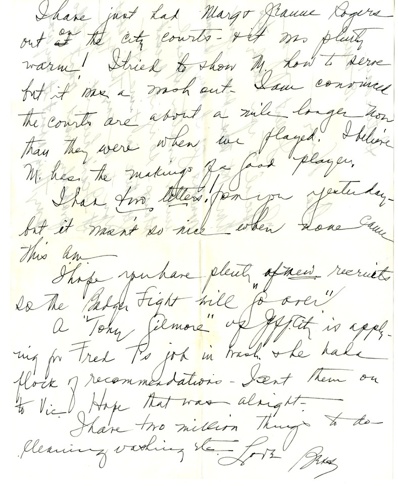 Letter from Bess W. Truman to Harry S. Truman